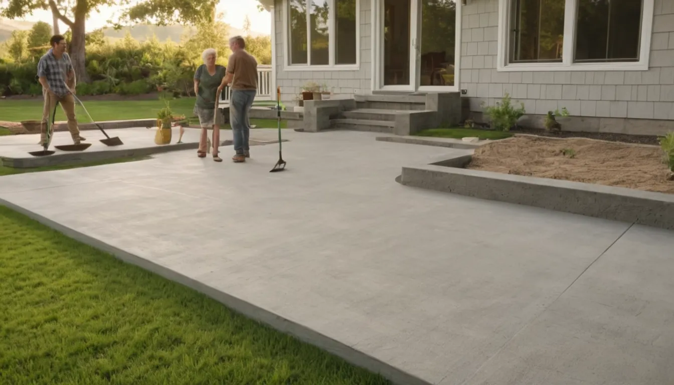 Newly finished concrete patio behind a house in the Hamel area